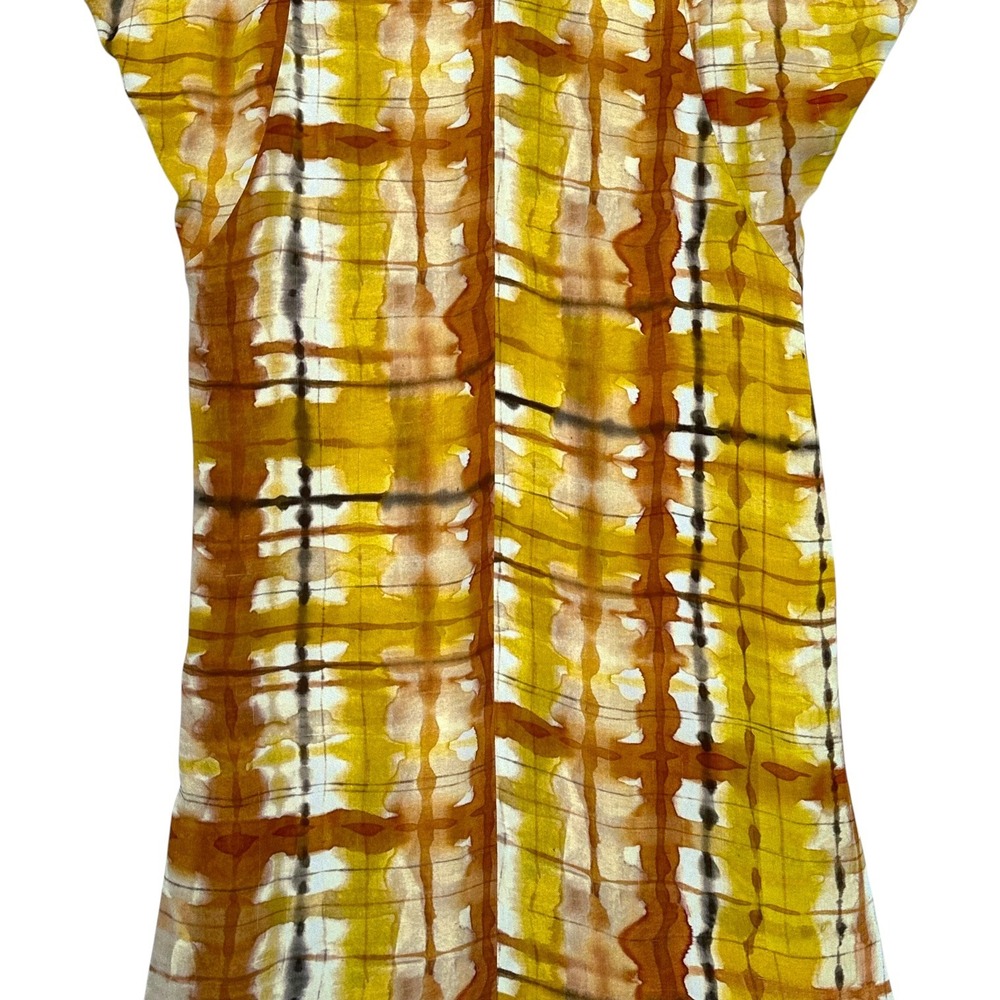 Zara Dress Tie Dye Plaid Print Dolman Sleeve Maxi Mustard Yellow M Blogger Fav - Picture 8 of 16